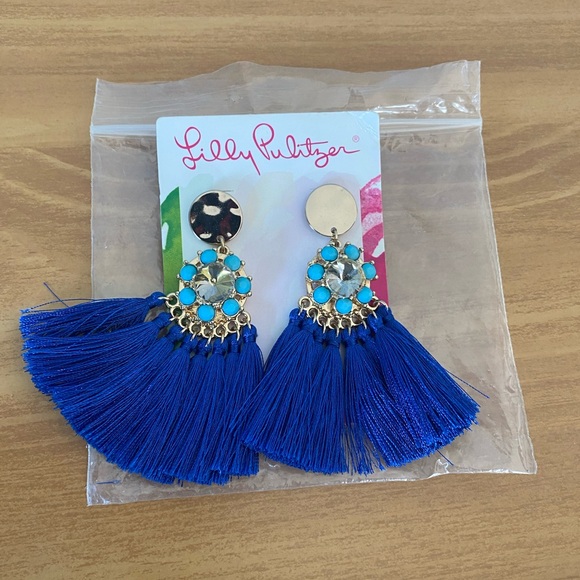 Lilly Pulitzer Blue Tassel Earrings NEW! - Picture 3 of 5